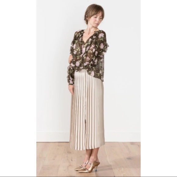 Ulla Johnson Olive Azalea Floral Silk Blouse Top - Picture 3 of 10